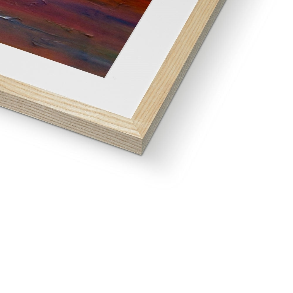 Arran Winter Dusk abstract painting in wooden frame with white mat