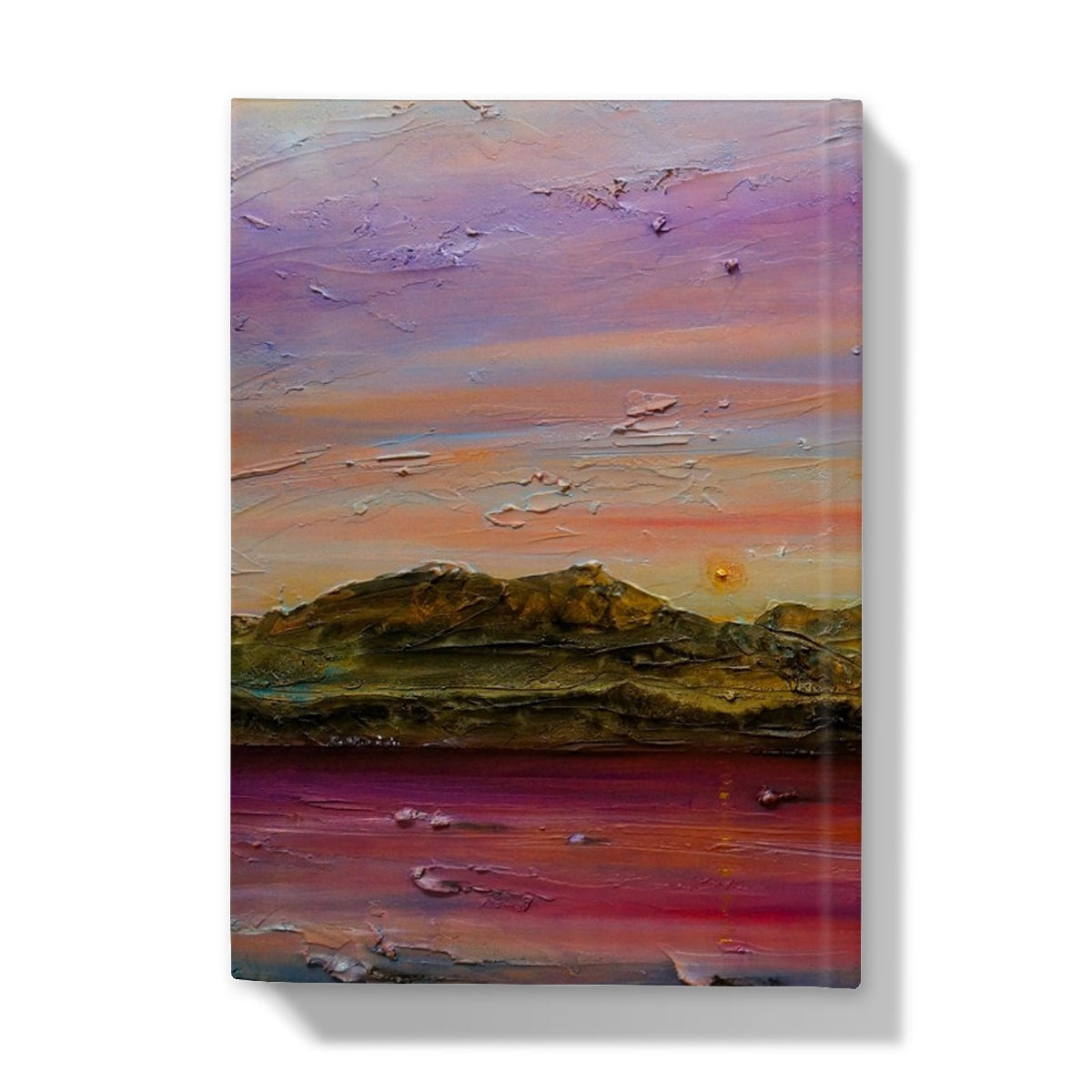 Vibrant impasto sunset over mountains in Arran Winter Dusk journal