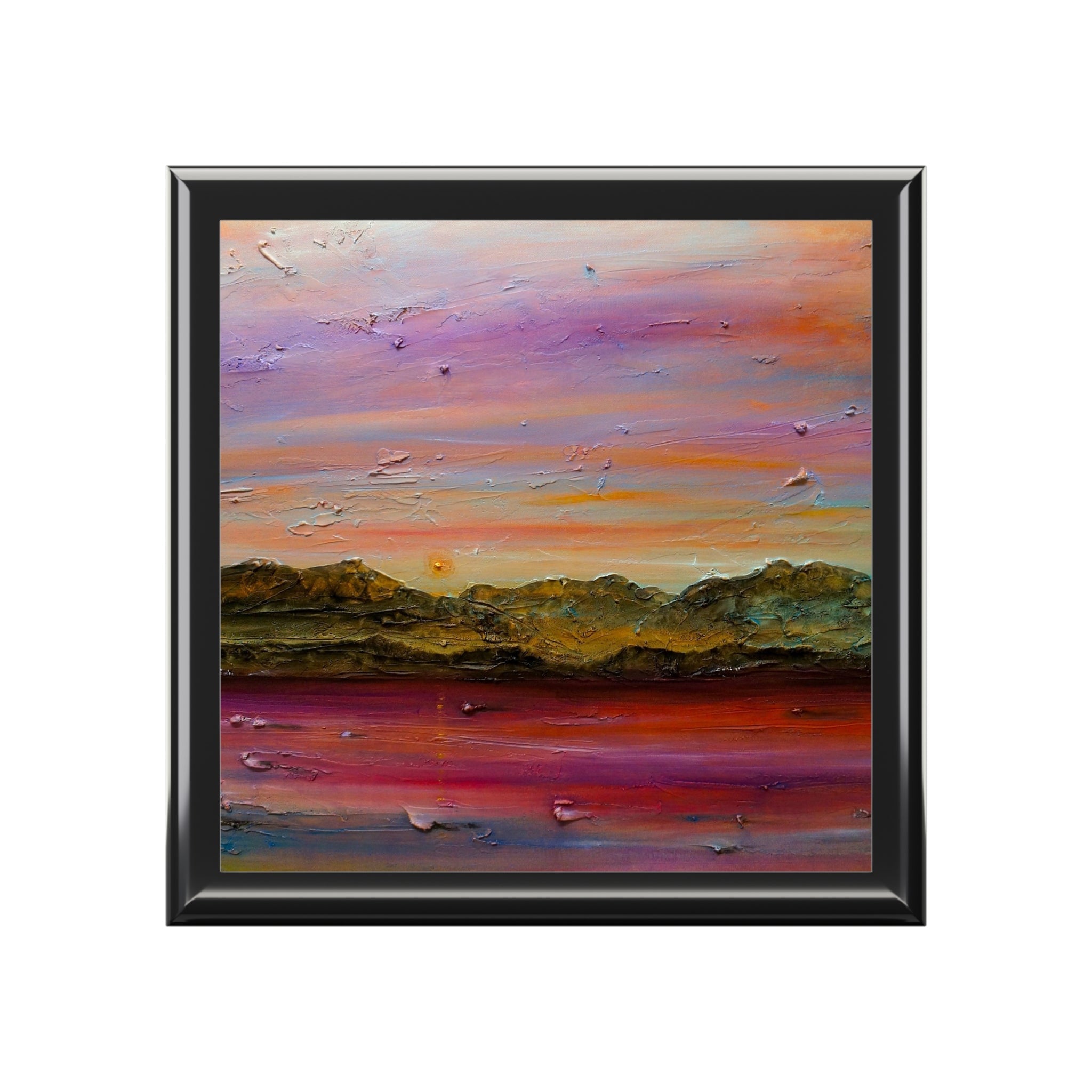 Arran Winter Dusk abstract landscape painting in jewelry box