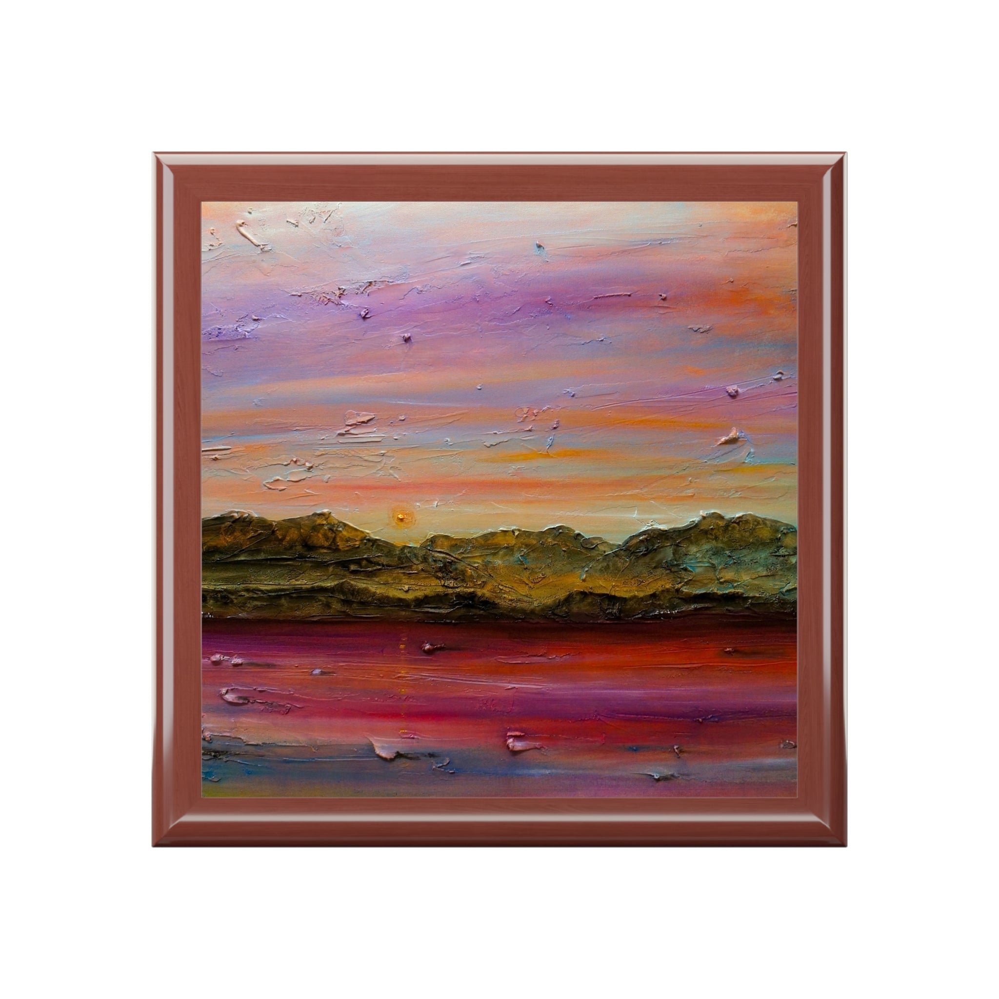 Arran Winter Dusk abstract landscape painting in jewellery box