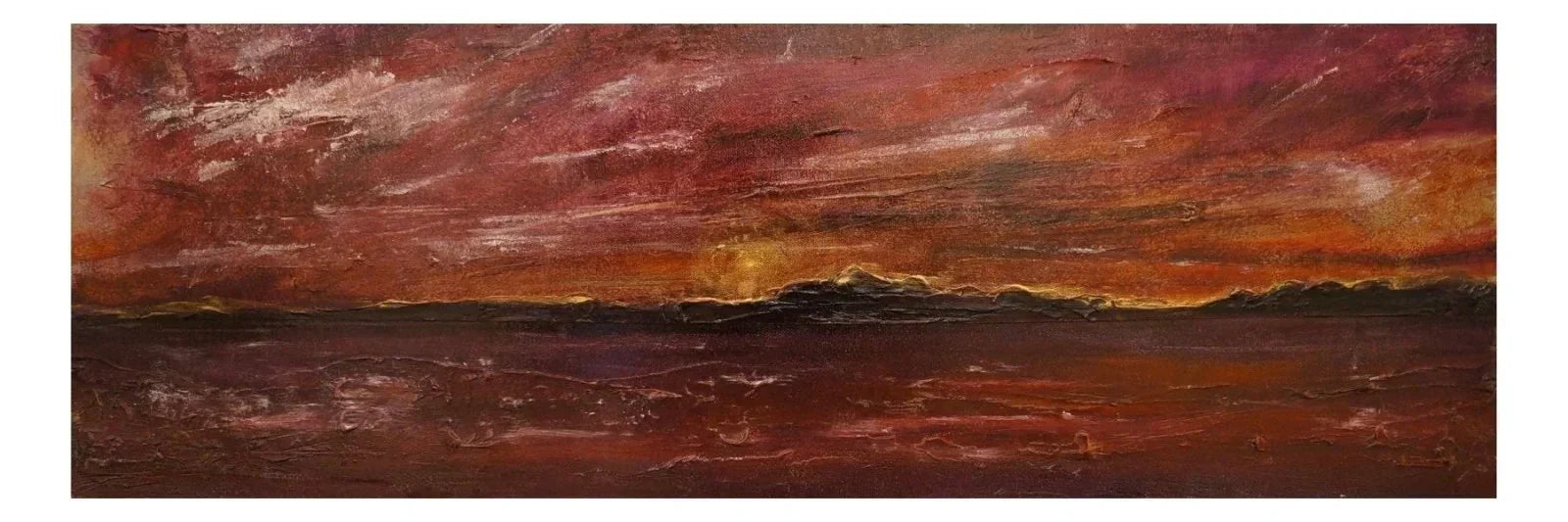 Arran Winter Dusk panoramic sunset painting on canvas