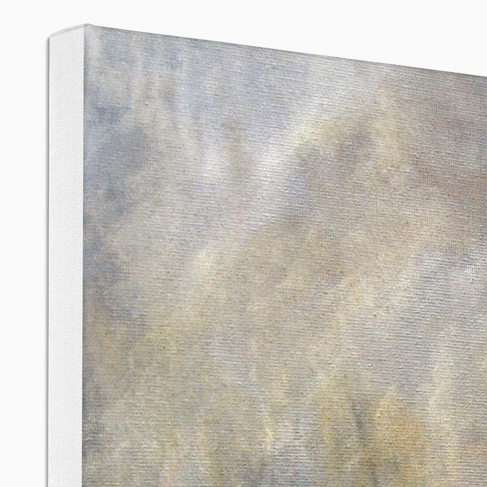 Glasgow Docks in Mist abstract canvas wall art in gray beige tones