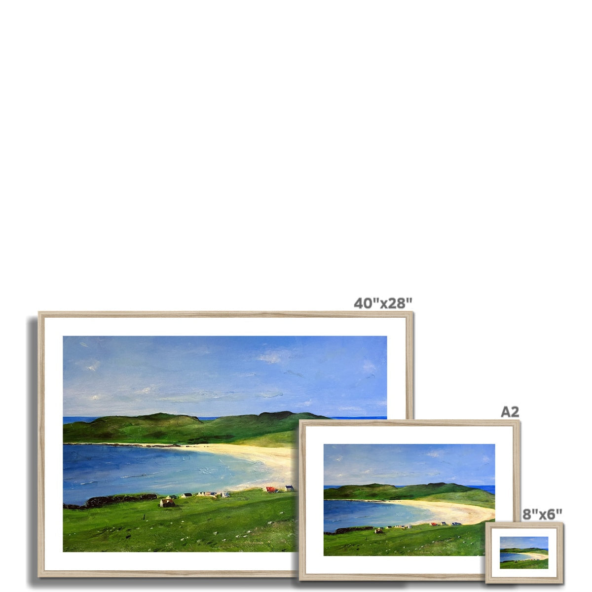 40x28 inch framed Balephuil Beach Tiree landscape painting
