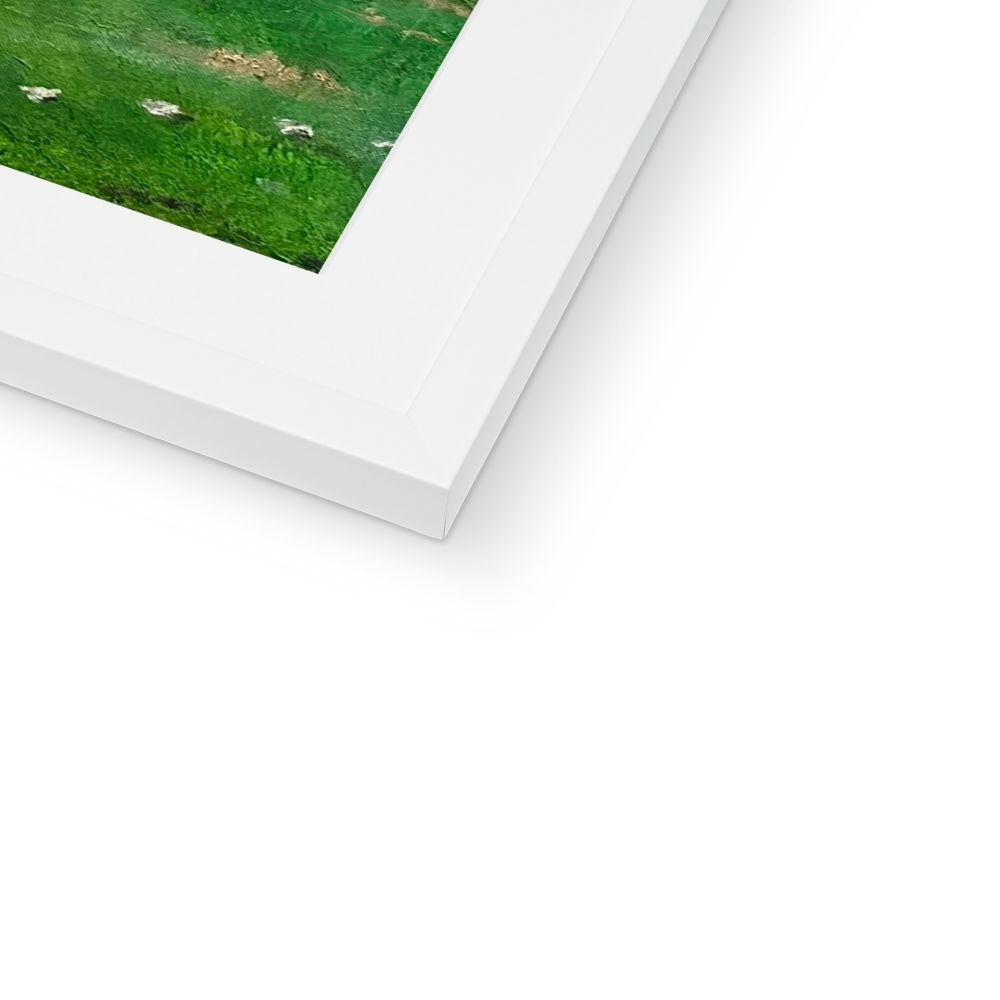White matte frame with Balephuil Beach Tiree sheep art print