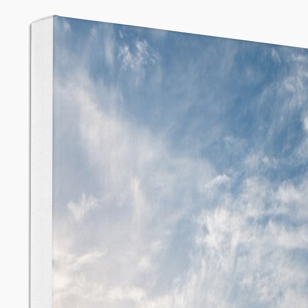 Fluffy clouds in blue sky canvas print, Ballachulish Bridge photography