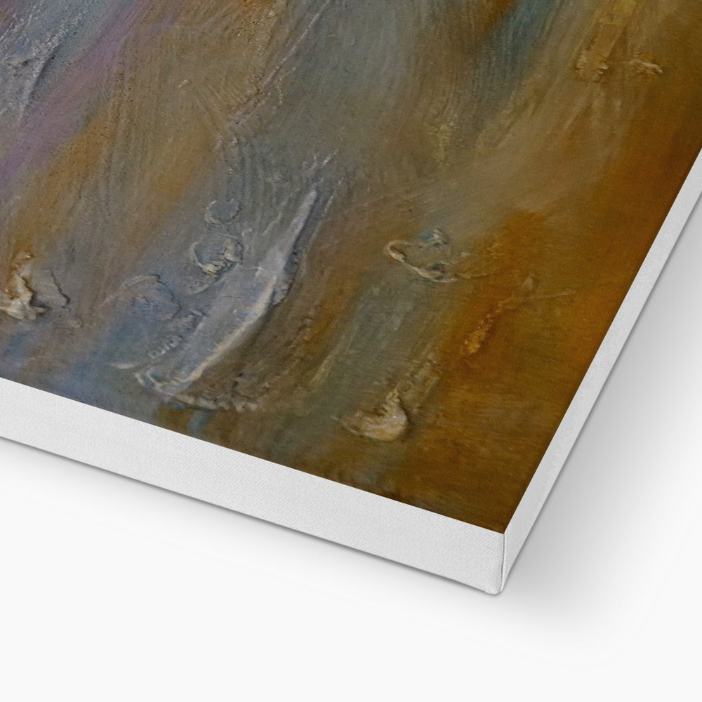 Bass Rock Dawn canvas print with textured surface and silver frame