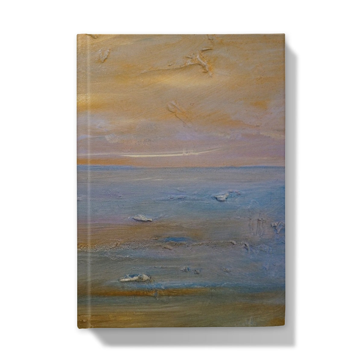Impressionistic oil painting of a serene ocean sunset on Bass Rock Dawn Hardback Journal