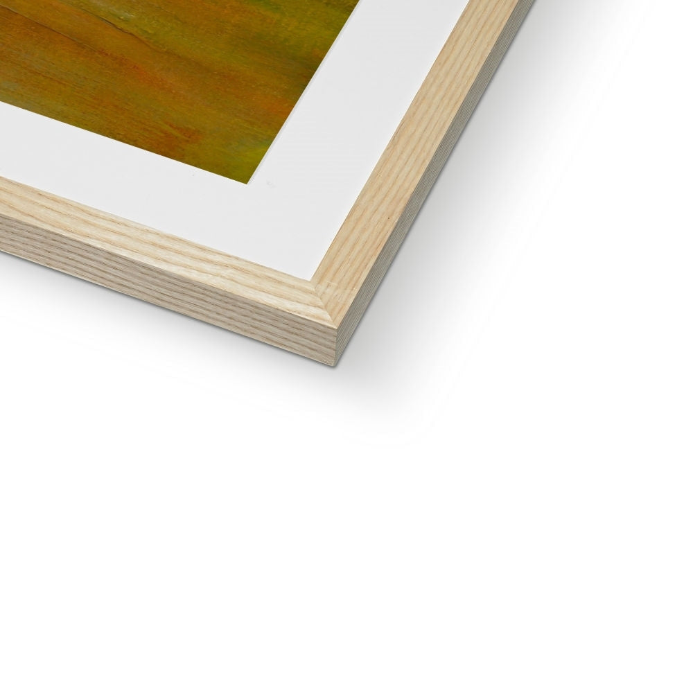 Bass Rock Dusk abstract painting in wooden frame with white mat