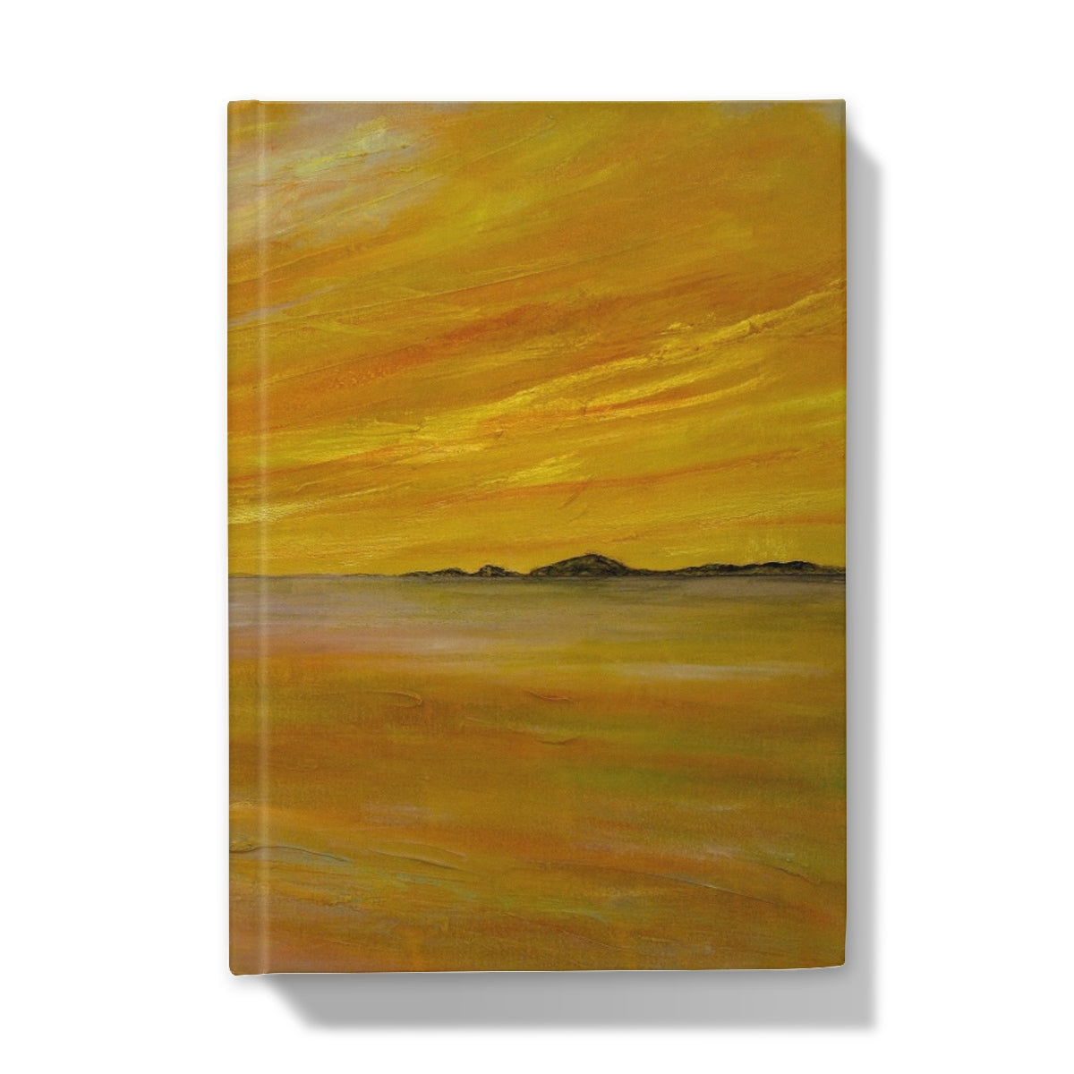 Bass Rock Dusk journal with yellow orange abstract landscape canvas art