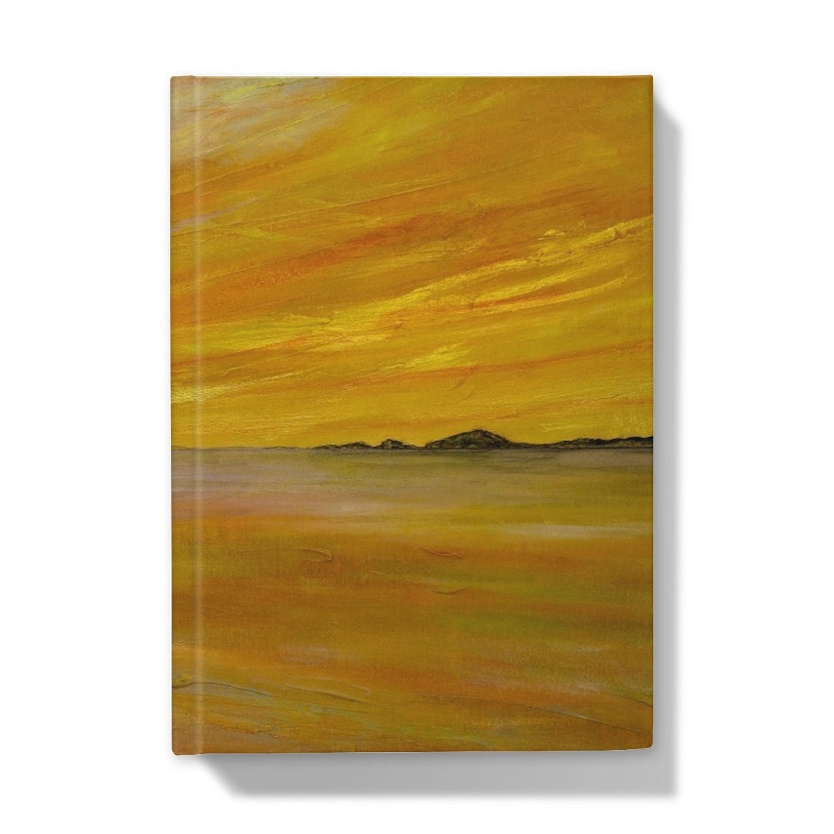 Yellow orange abstract Bass Rock Dusk landscape journal art print