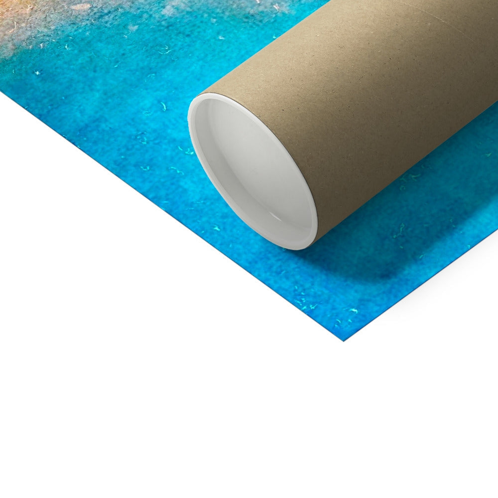 Brown cardboard tube with white cap for The Beach Artist Proof print