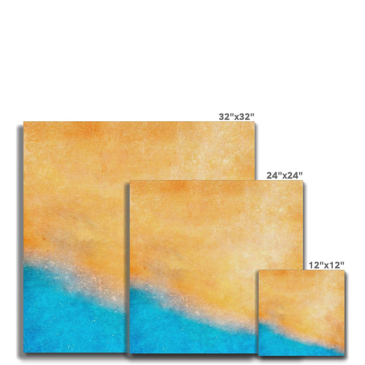 32x32 inch beach canvas art with sand to ocean gradient in The Beach Canvas Prints