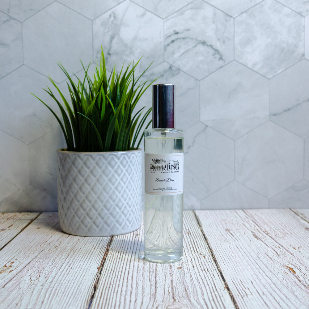 Beach Day room spray 100ml in clear glass bottle with black cap