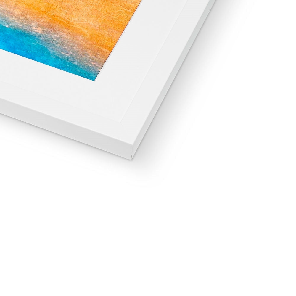 White matte frame with textured interior for The Beach Art Prints