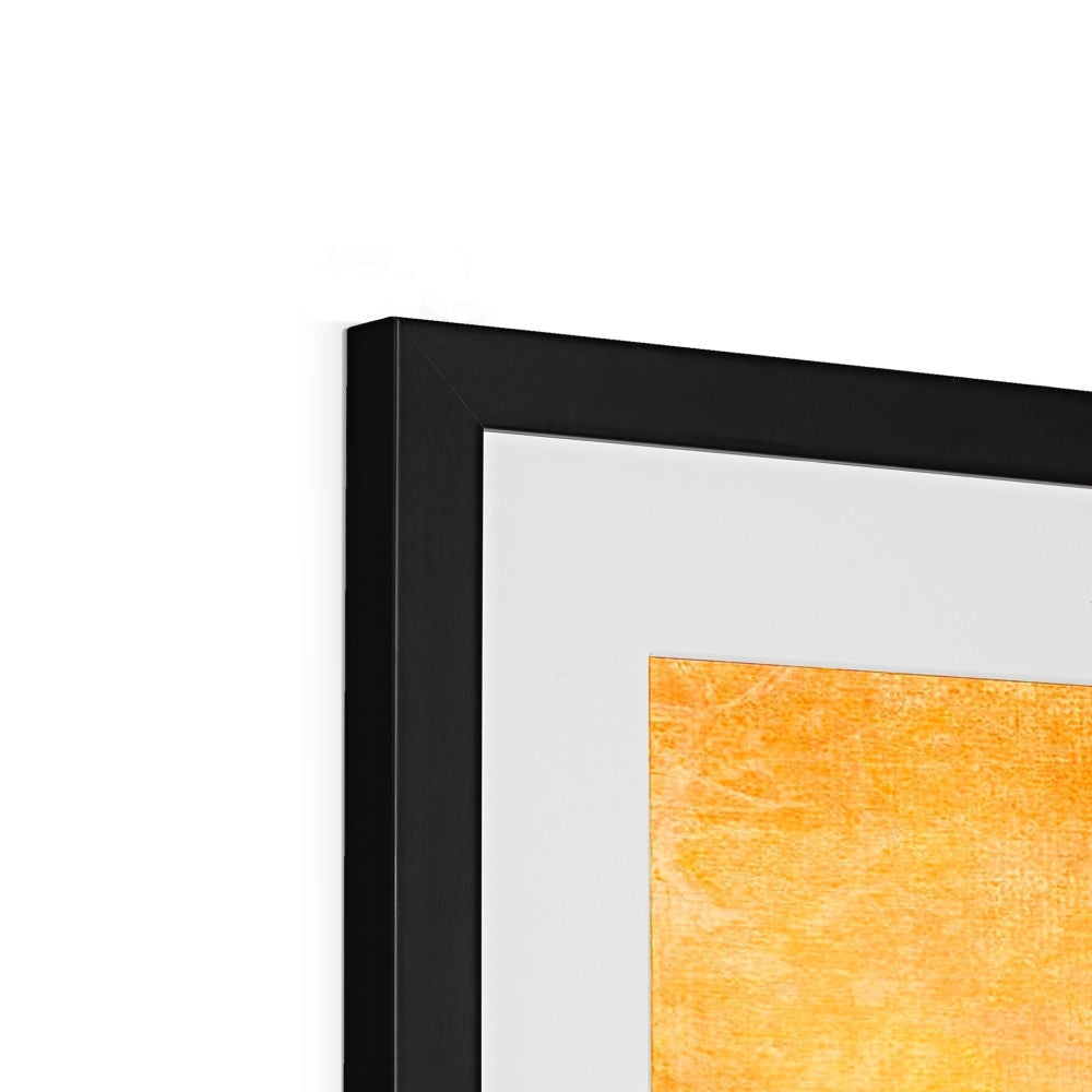 Black frame with vibrant orange beach artwork print