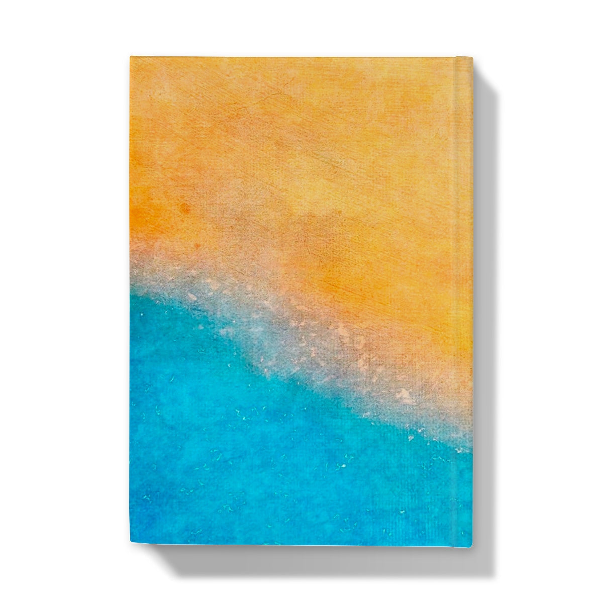 Yellow and blue abstract textured acrylic art on The Beach Hardback Journal