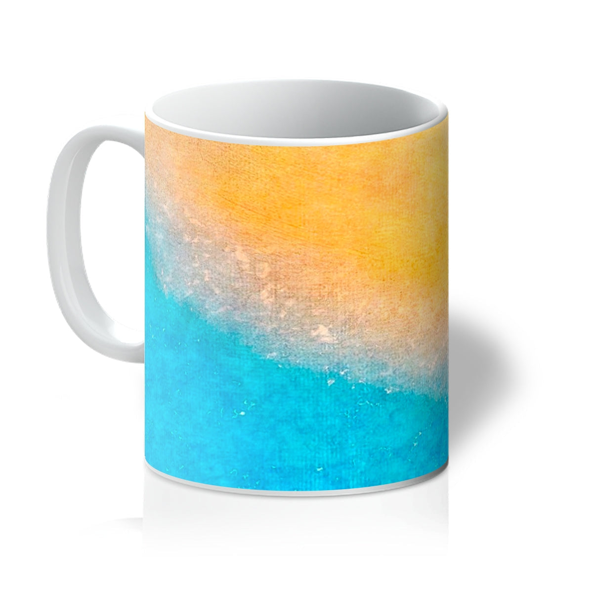 The Beach Mug: Ceramic mug with orange-blue gradient and white handle