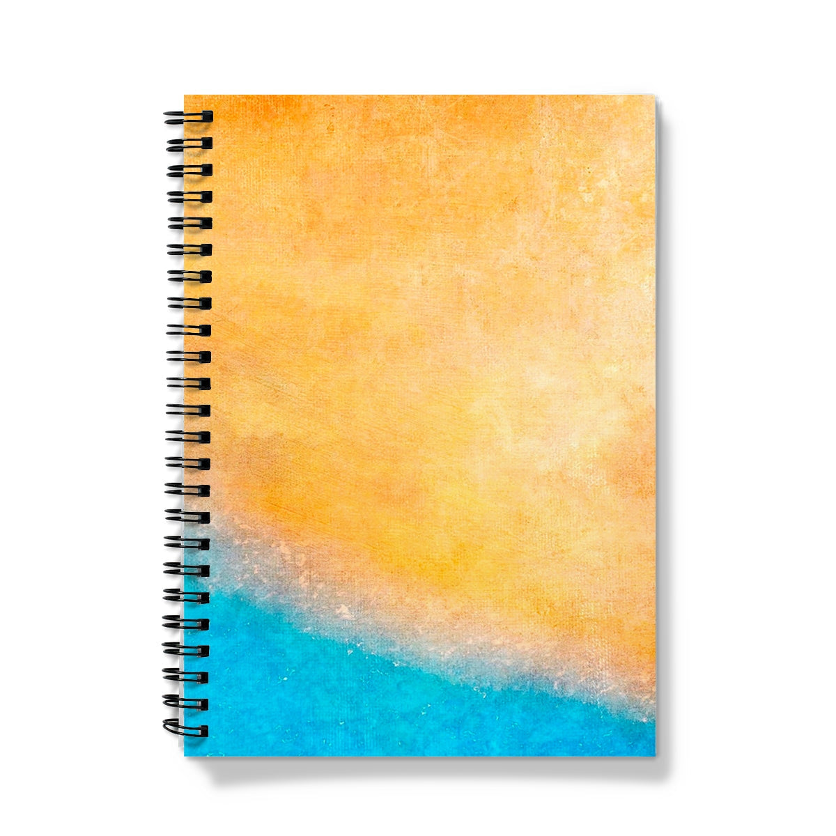 Spiral-bound Beach Notebook with watercolor orange-blue beach design
