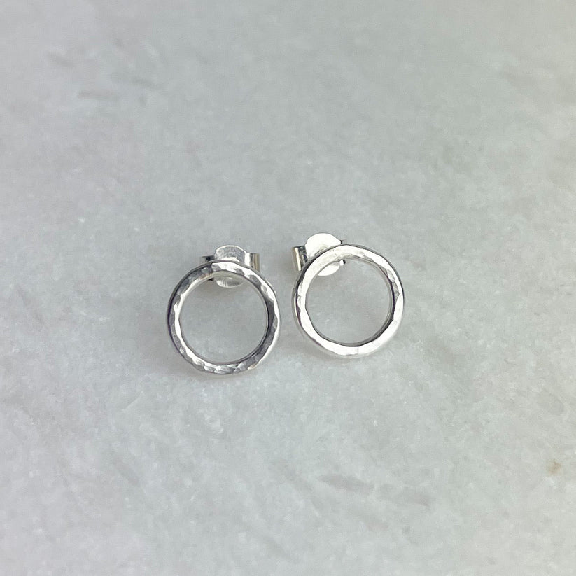 Beaten Hoop Stud Earrings