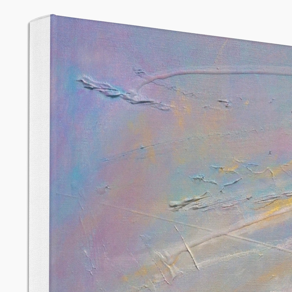 Ben Lomond pastel abstract canvas wall art with textured brushstrokes and white frame