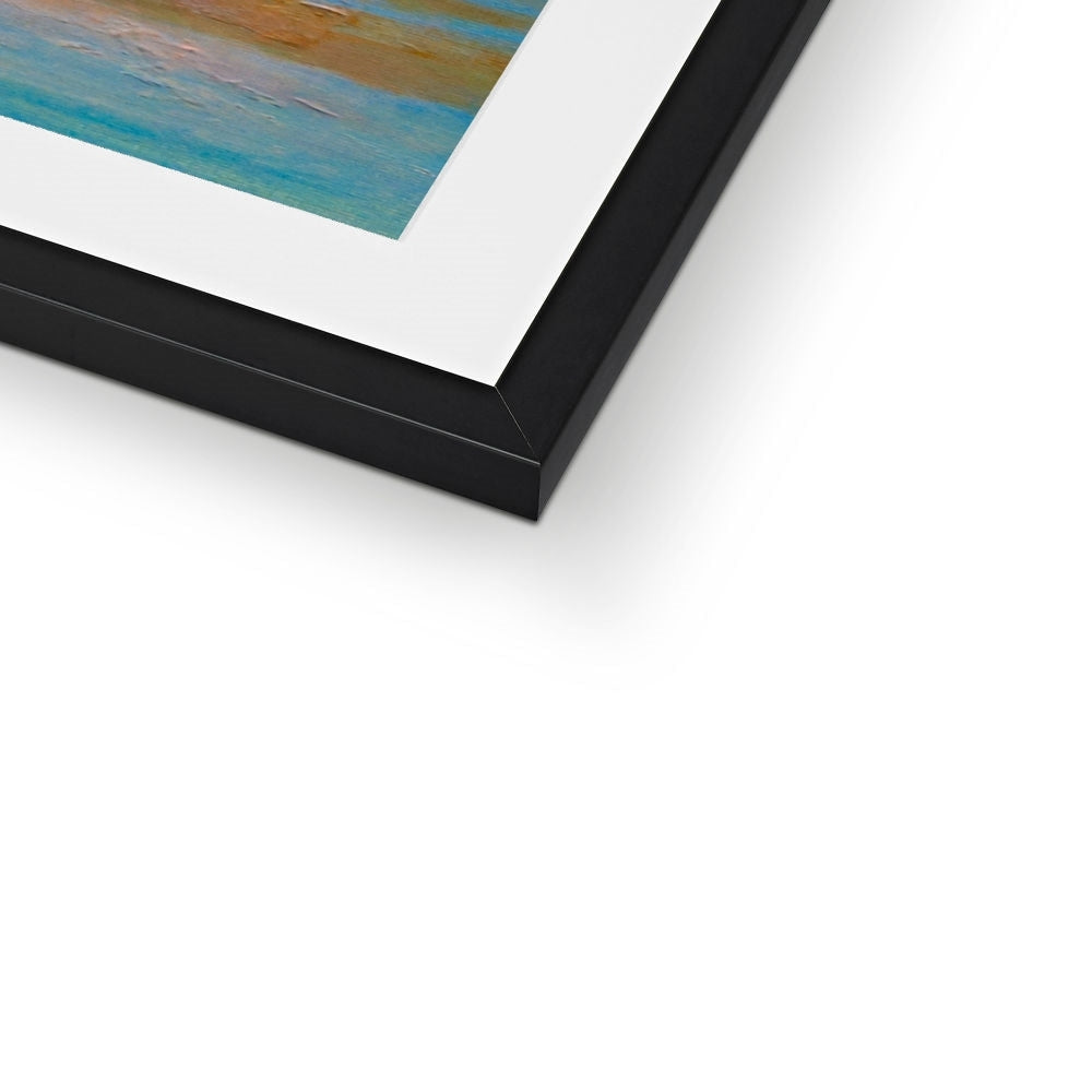 Black matte frame with teal brown abstract Ben Lomond Dumbarton Rock print