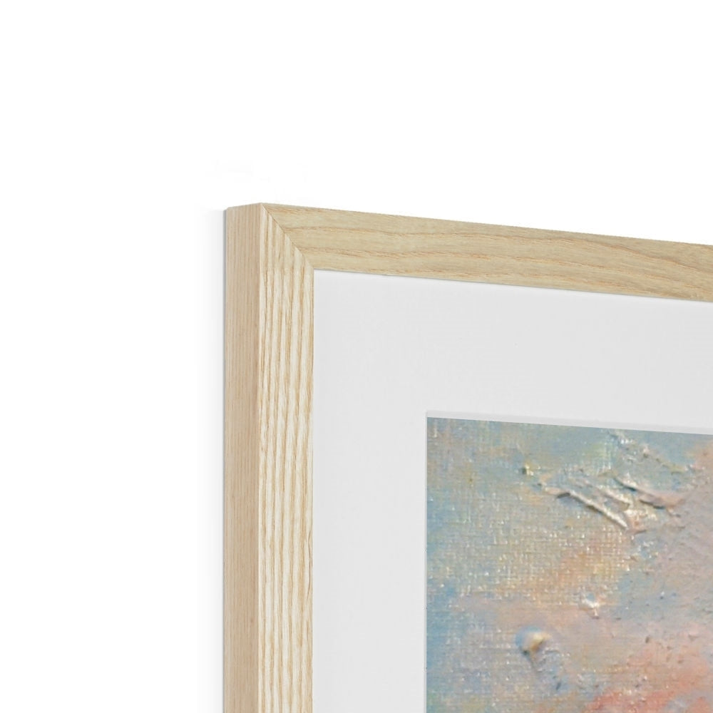 Light wood frame with Ben Lomond and Dumbarton Rock abstract print