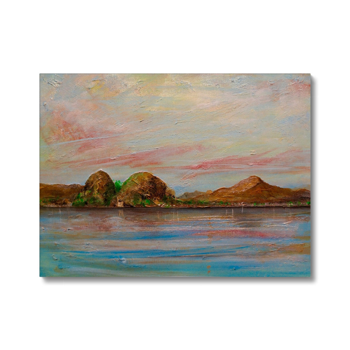 Blue and white puzzle piece art print on Ben Lomond and Dumbarton Rock canvas