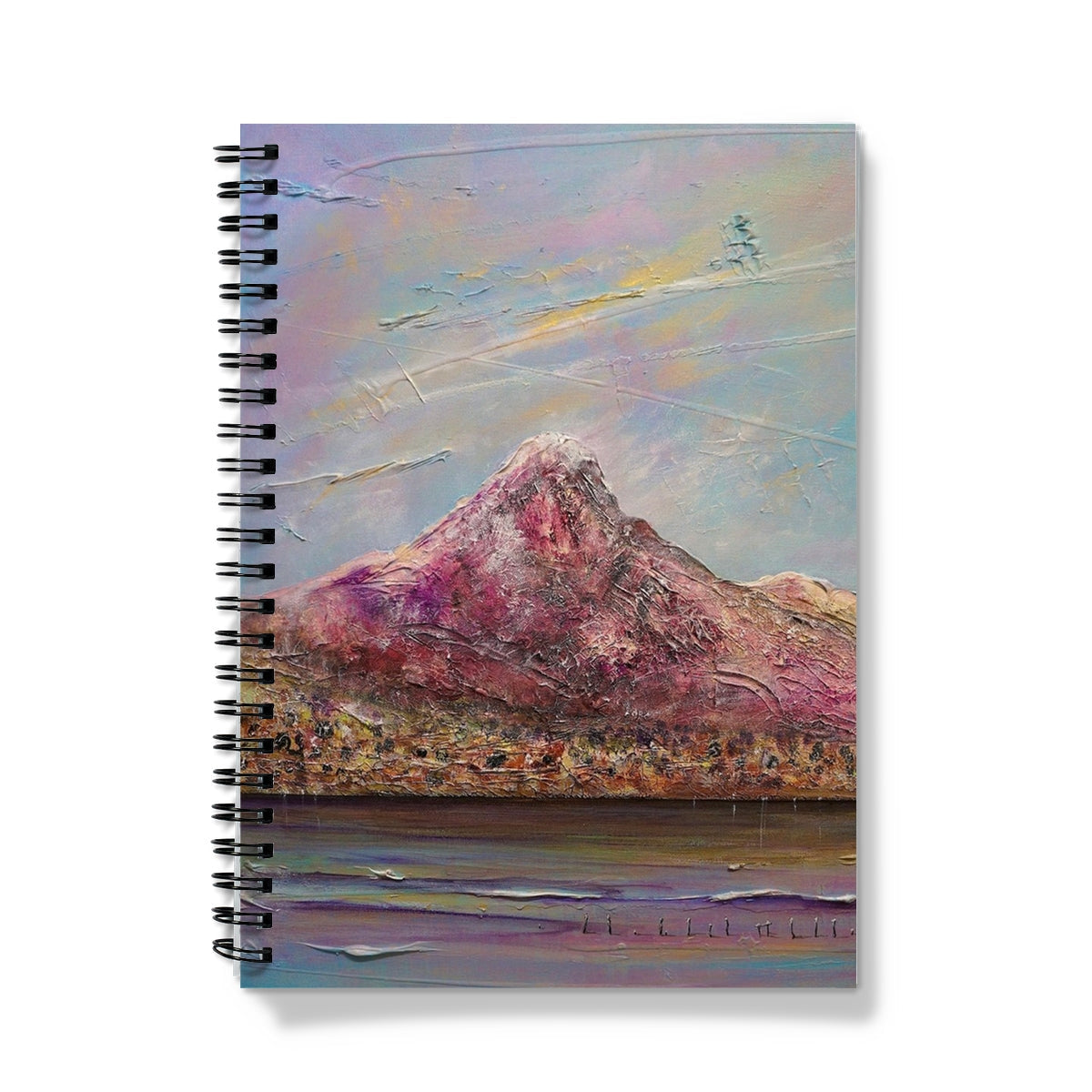 Ben Lomond notebook with abstract purple-pink mountain design