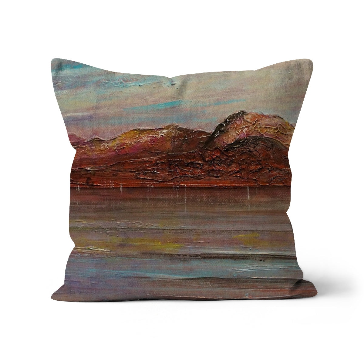 Ben Nevis brown and beige abstract landscape throw pillow