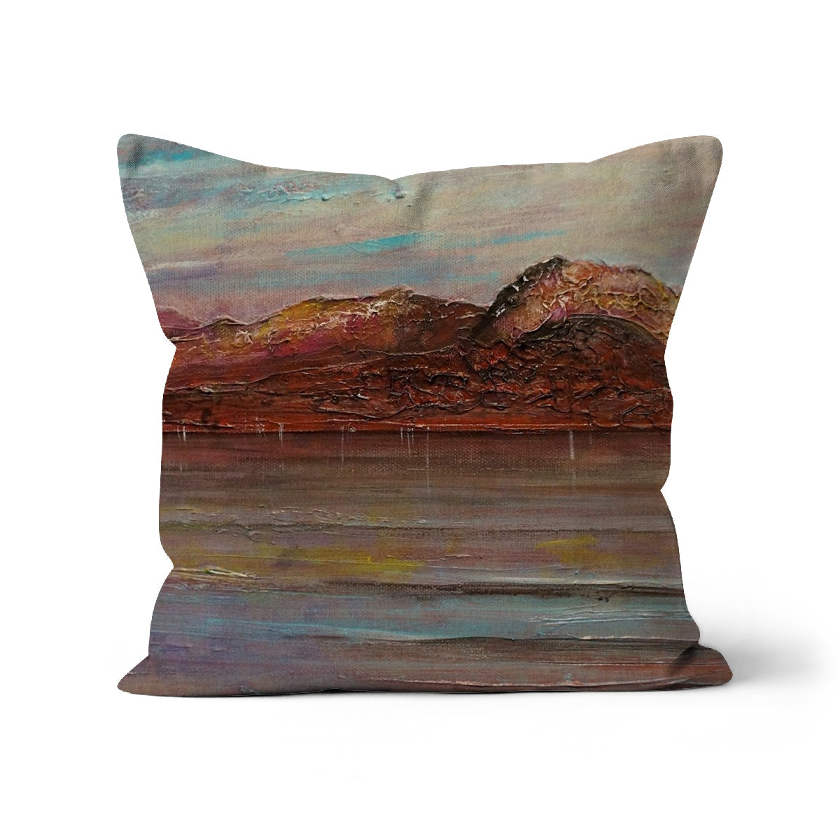 Ben Nevis 18x18 inch outdoor throw pillow with abstract muted earth tones