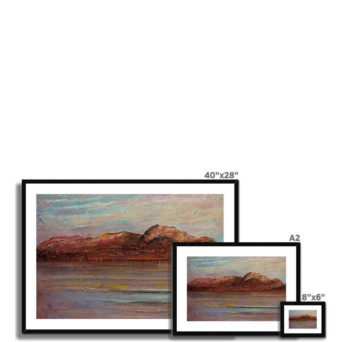 40x28 Framed Ben Nevis Landscape Print in Earthy Minimalist Tones