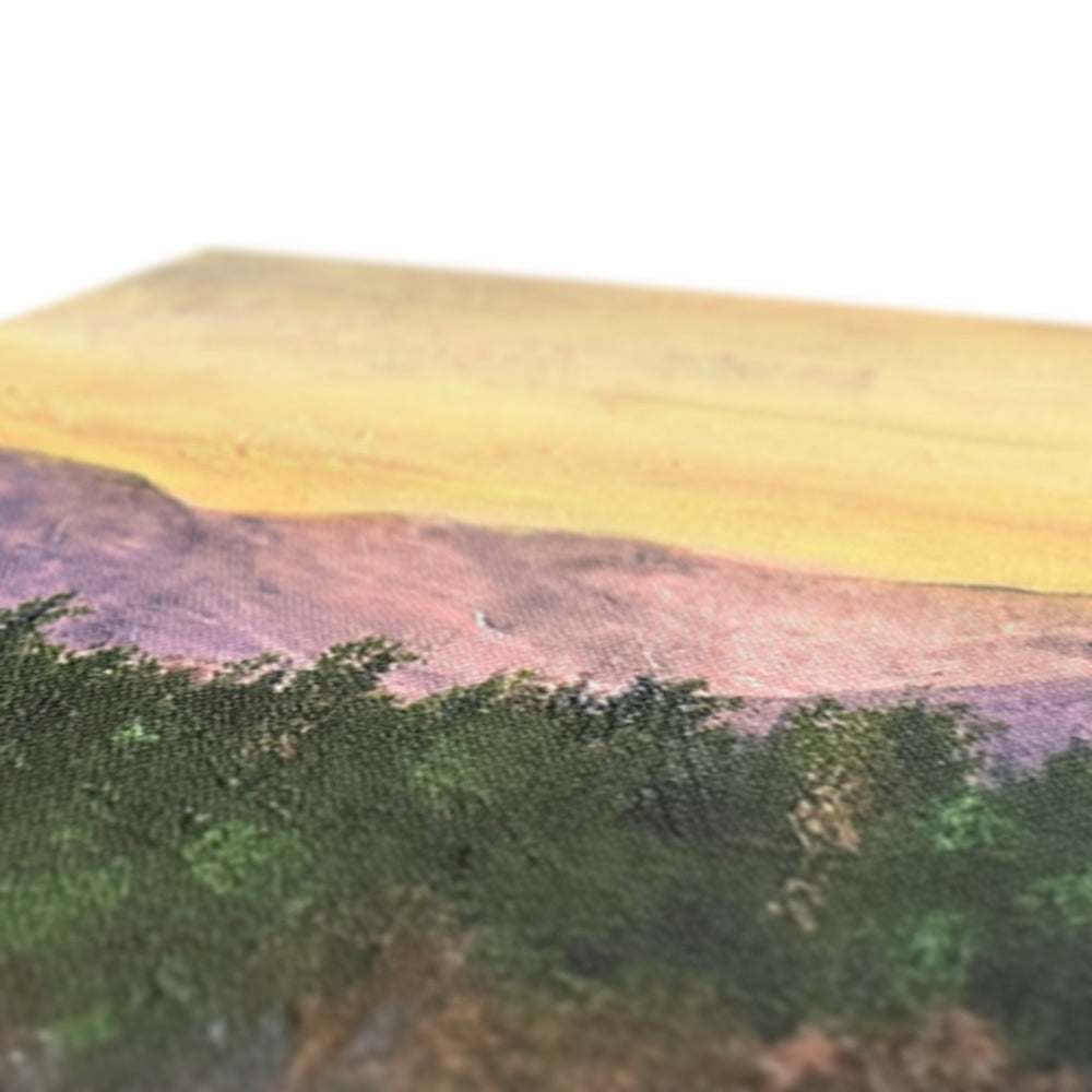 Yellow rectangular soap bar with purple and green leafy design for Ben Tee Invergarry Canvas