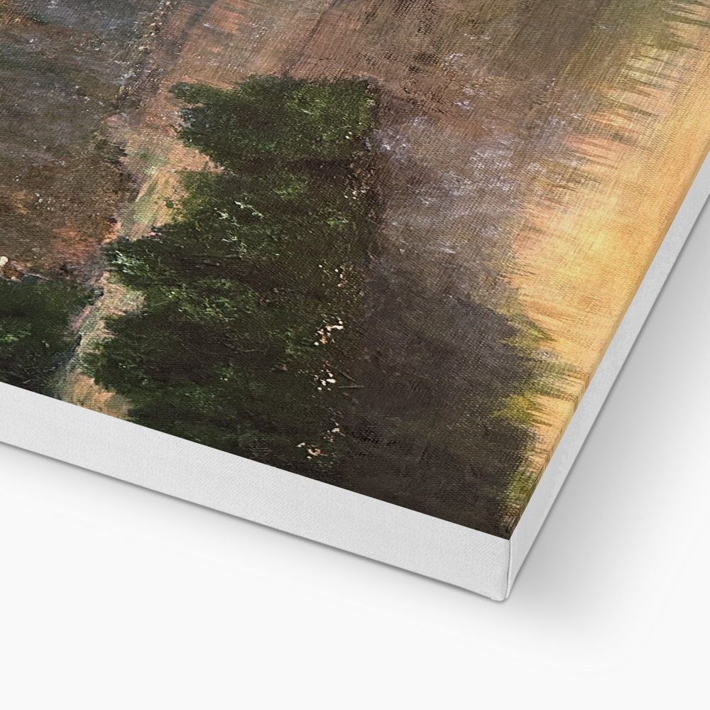 Ben Tee Invergarry Canvas print of evergreen trees with rustic earthy tones