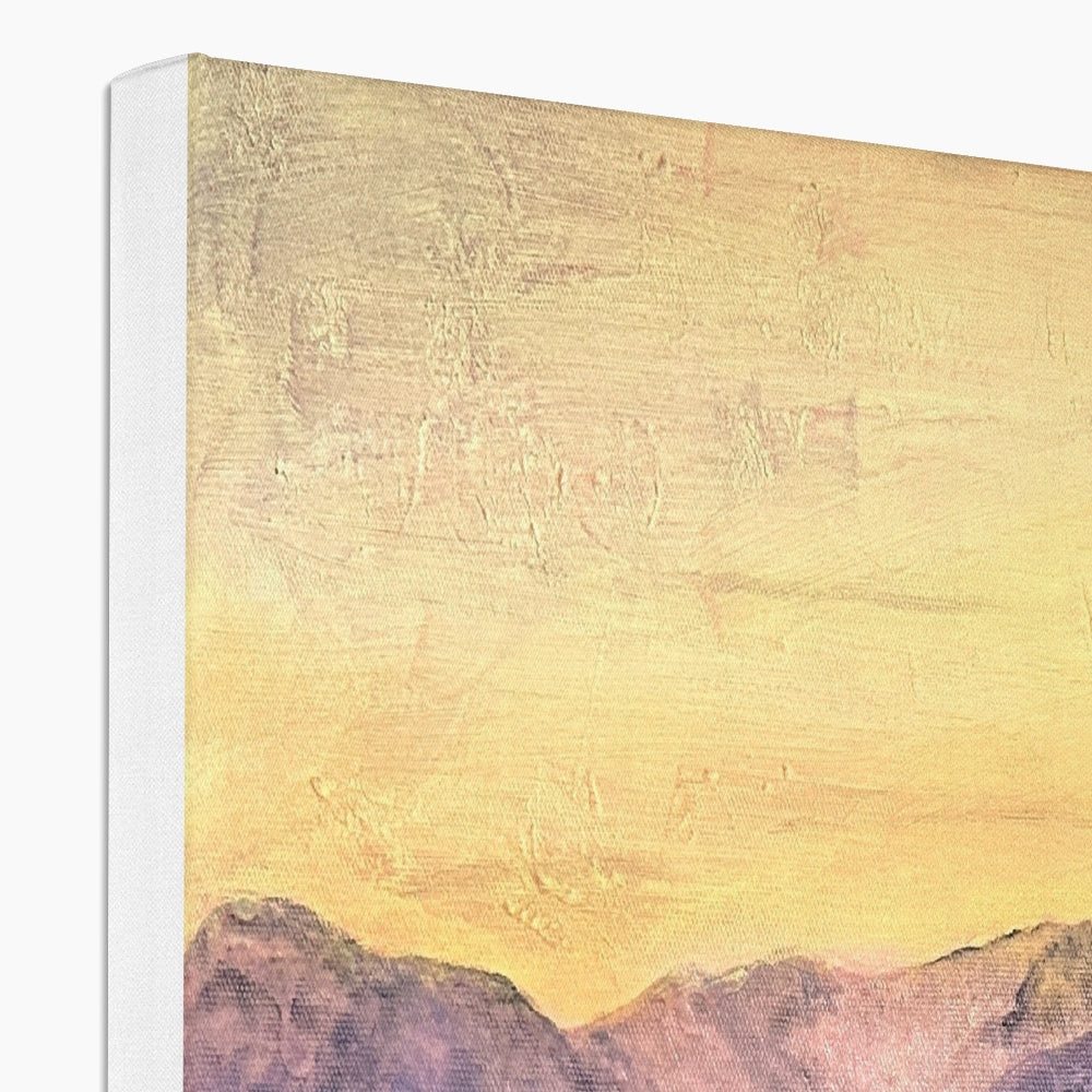 Ben Tee Invergarry Canvas print featuring an abstract landscape with golden and purple hues