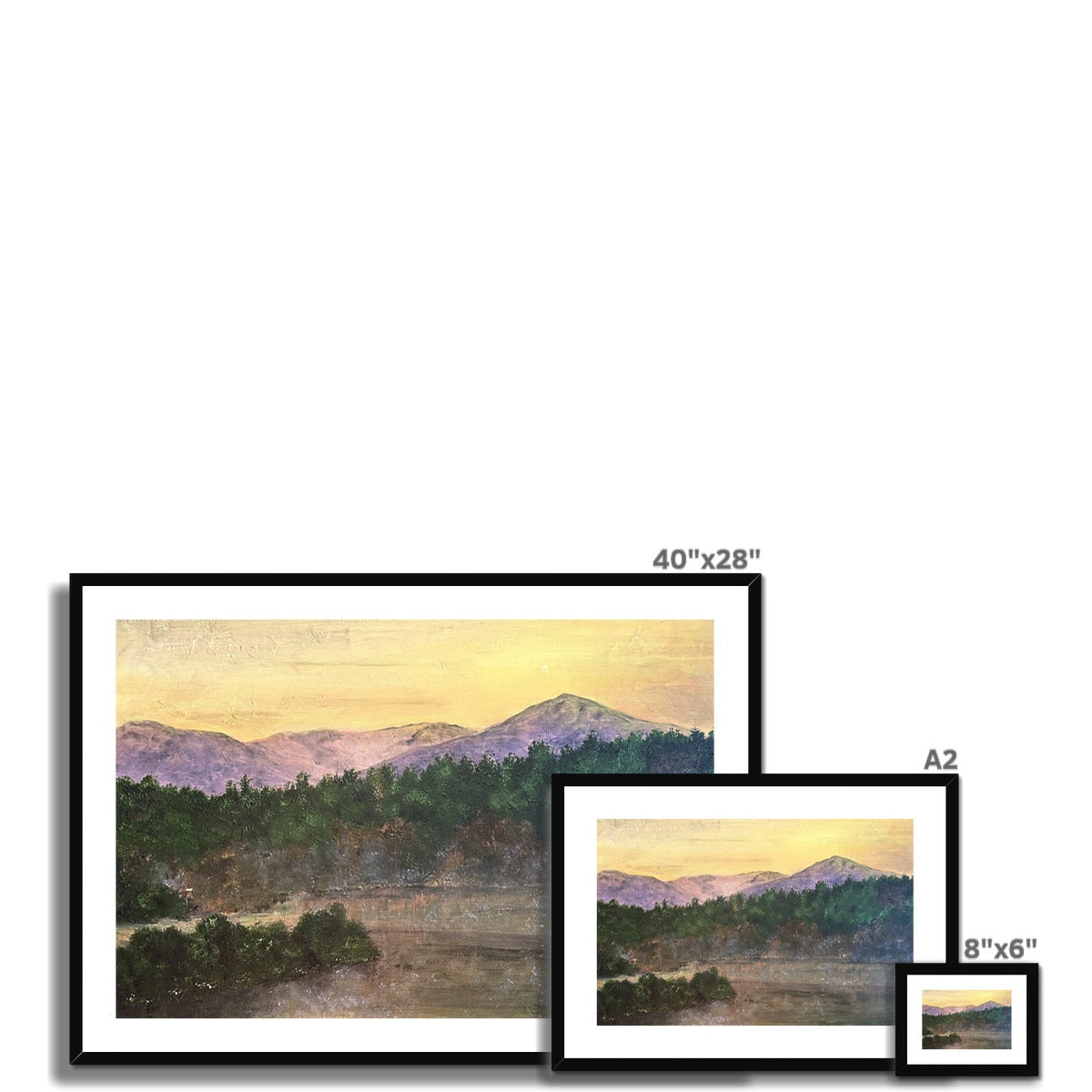Ben Tee Invergarry mountain landscape framed print 40x28 inches with black frame and white mat