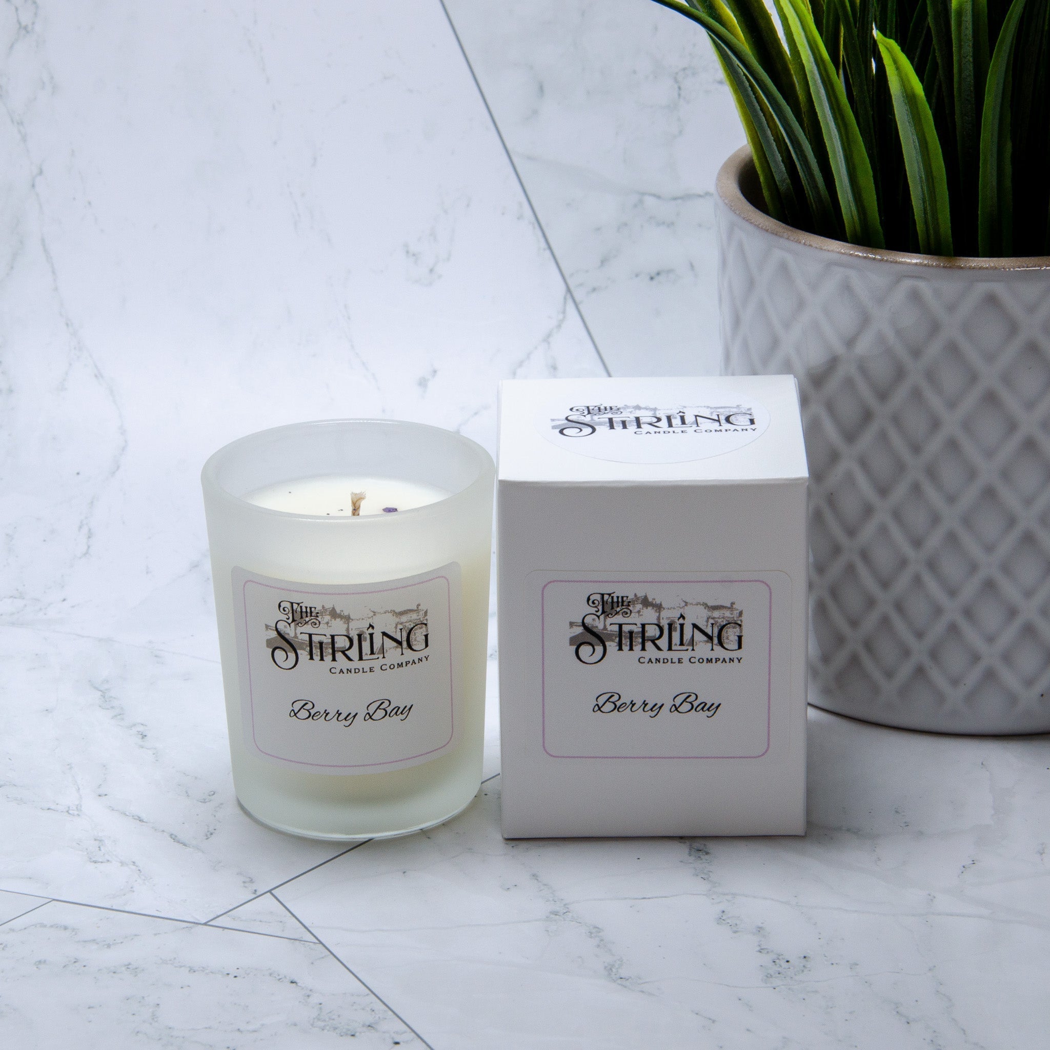 Berry Bay small frosted glass candle by Stirling Candle Company