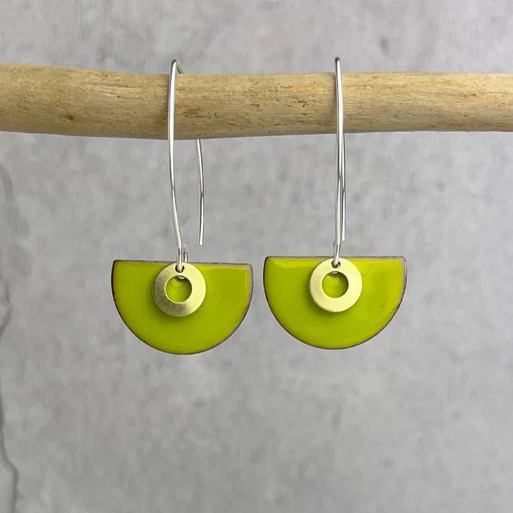 Bitter Green Semi Circle Earrings