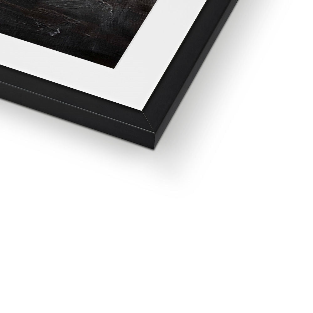 Black matte frame with white mat and dark image from Blue Door Burn Altmore Cottage print