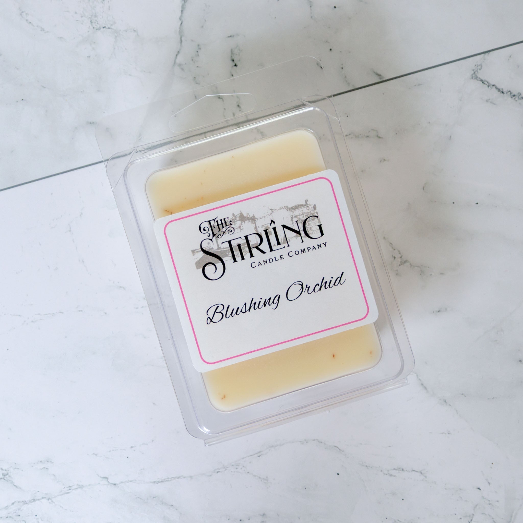 Blushing Orchid wax melt clamshell from The Stirling Candle Company