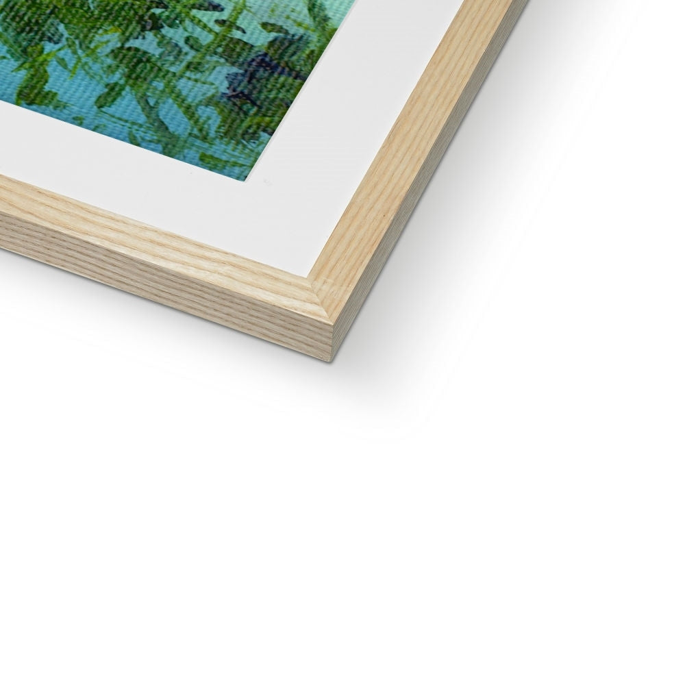 Boats on the Clyde framed print with white mat and green florals