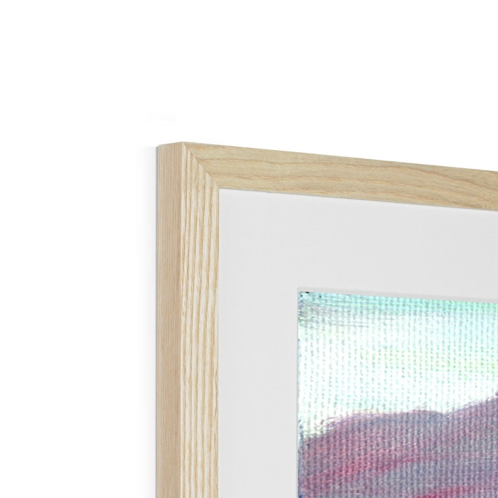 Boats on the Clyde framed print in wooden light brown frame