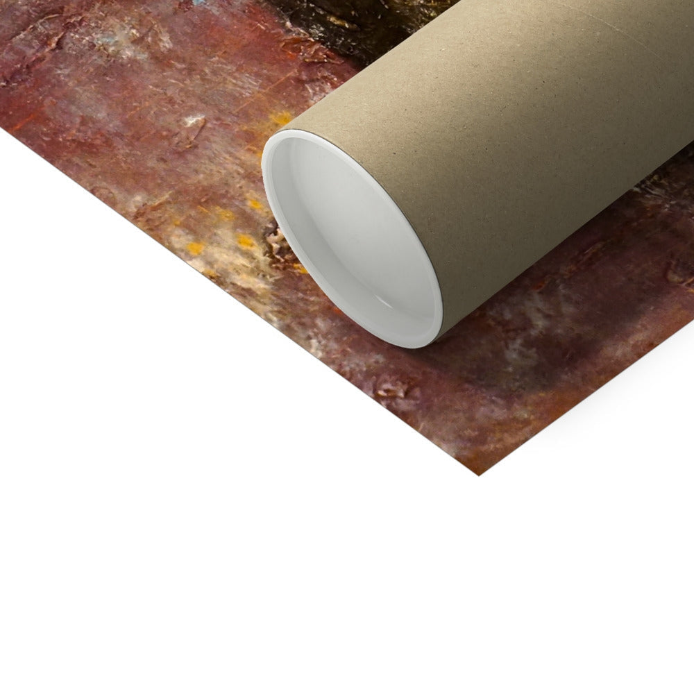 Brown cardboard tube with white cap for Brodgar Mist Orkney print