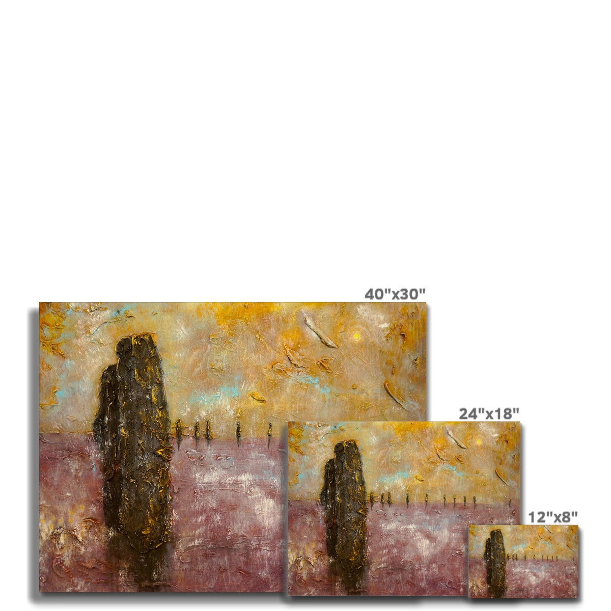 Brodgar Mist Orkney 40x30 inch abstract canvas print with golden purple hues