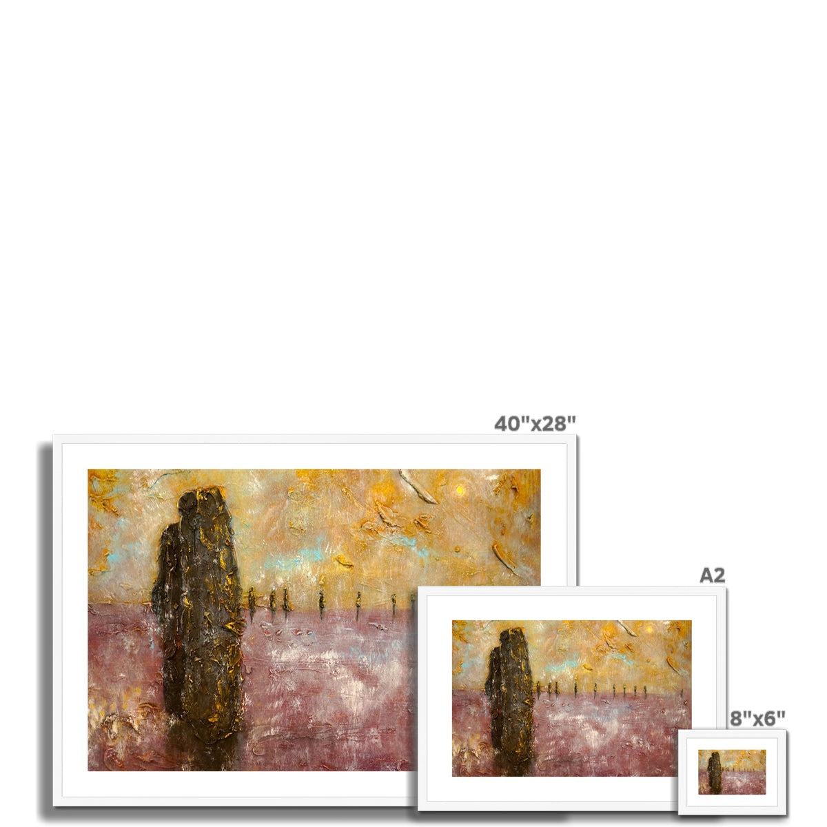 Brodgar Mist Orkney 40x28 abstract art print in brown gold tones