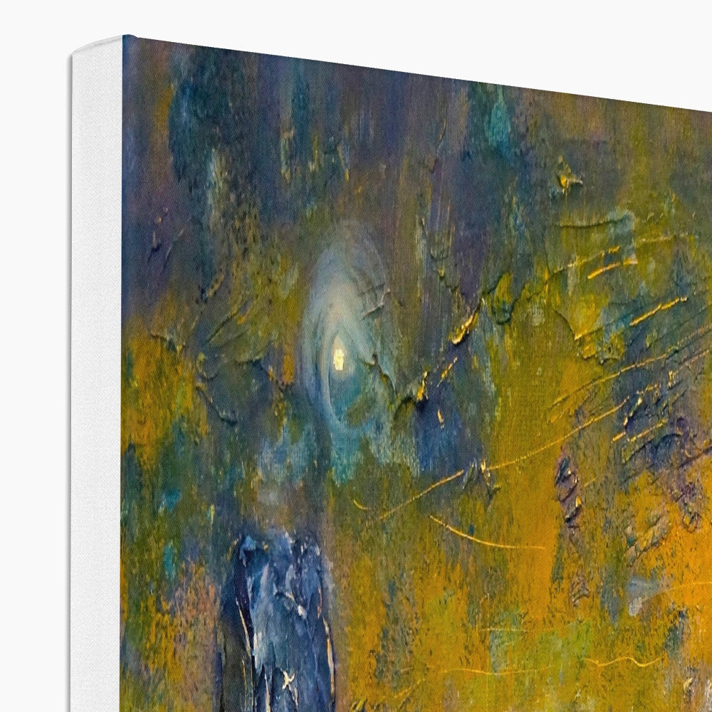 Abstract Brodgar Moonlight Orkney canvas print in yellow blue hues