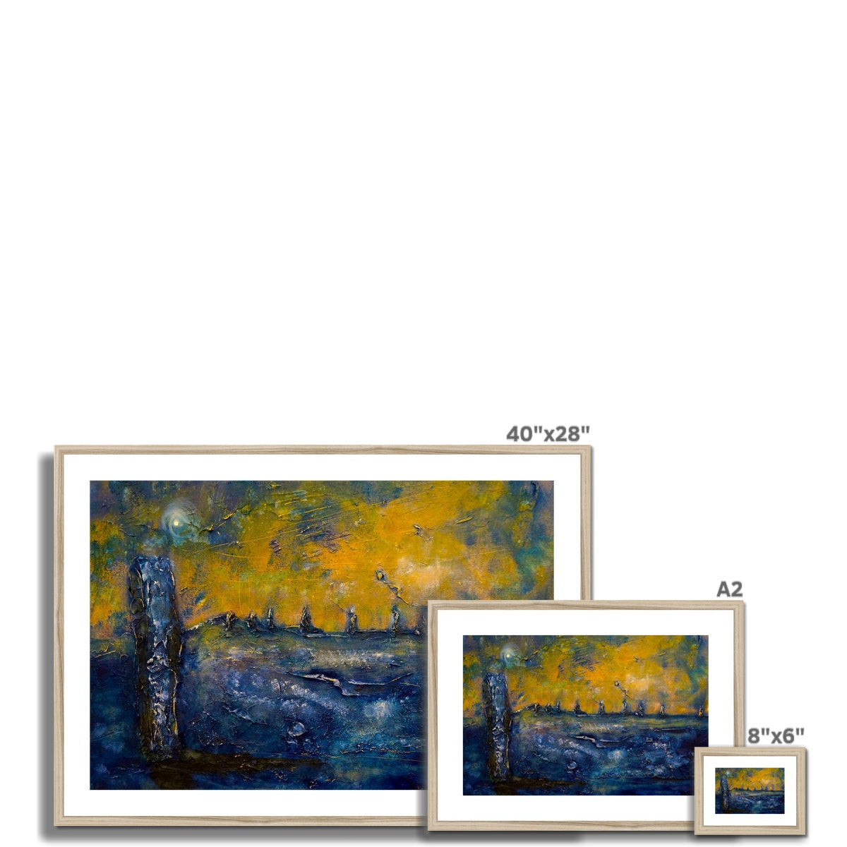Brodgar Moonlight Orkney framed landscape print with golden trees