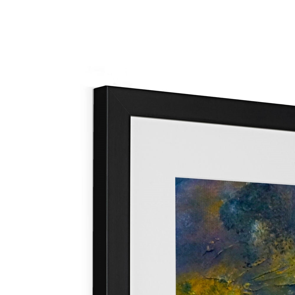 Brodgar Moonlight Orkney black framed abstract art print with vibrant textured colors