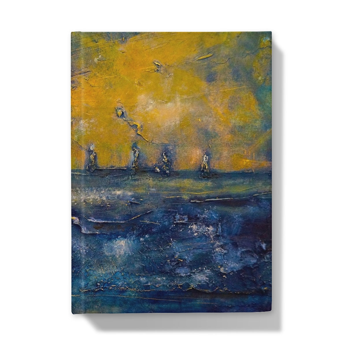 Yellow and blue abstract painting on Brodgar Moonlight Orkney journal