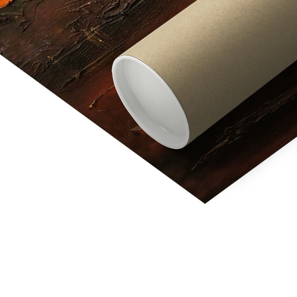 Unrolled art print of A Brooding Clyde Dusk with a rolled brown cardboard tube