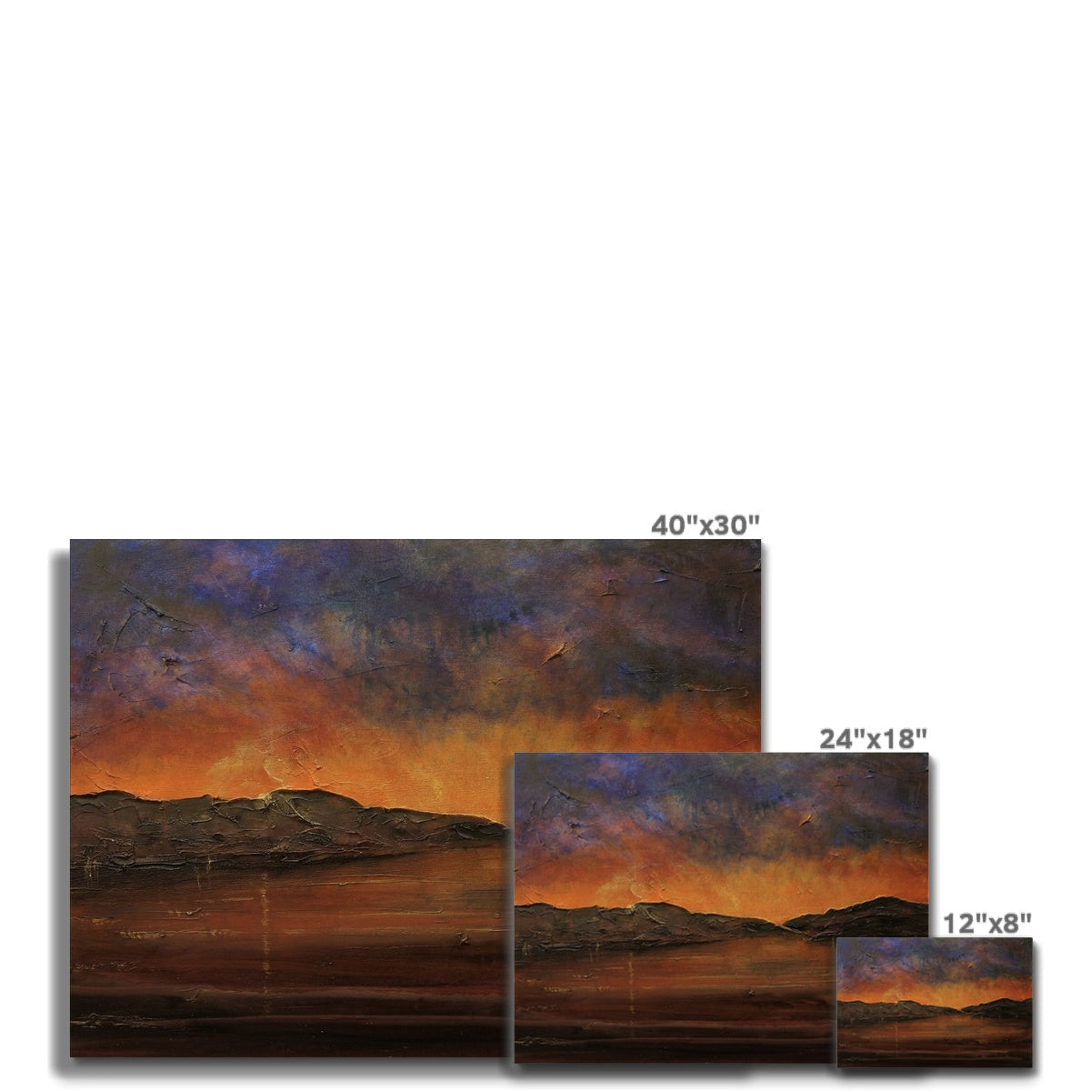 40x30 inch A Brooding Clyde Dusk landscape canvas print of dramatic sunset mountains